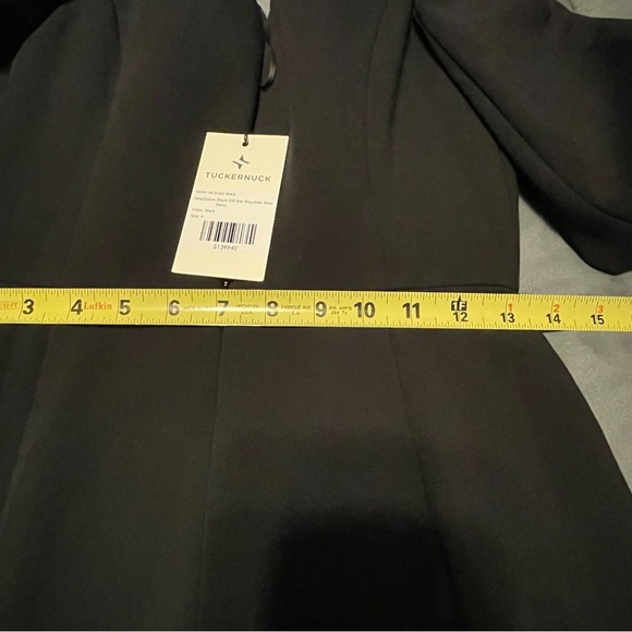 NWT Tuckernuck Black Off the Shoulder Alva Midi Sheath Dress Size 4 Formal Chic - Picture 10 of 12
